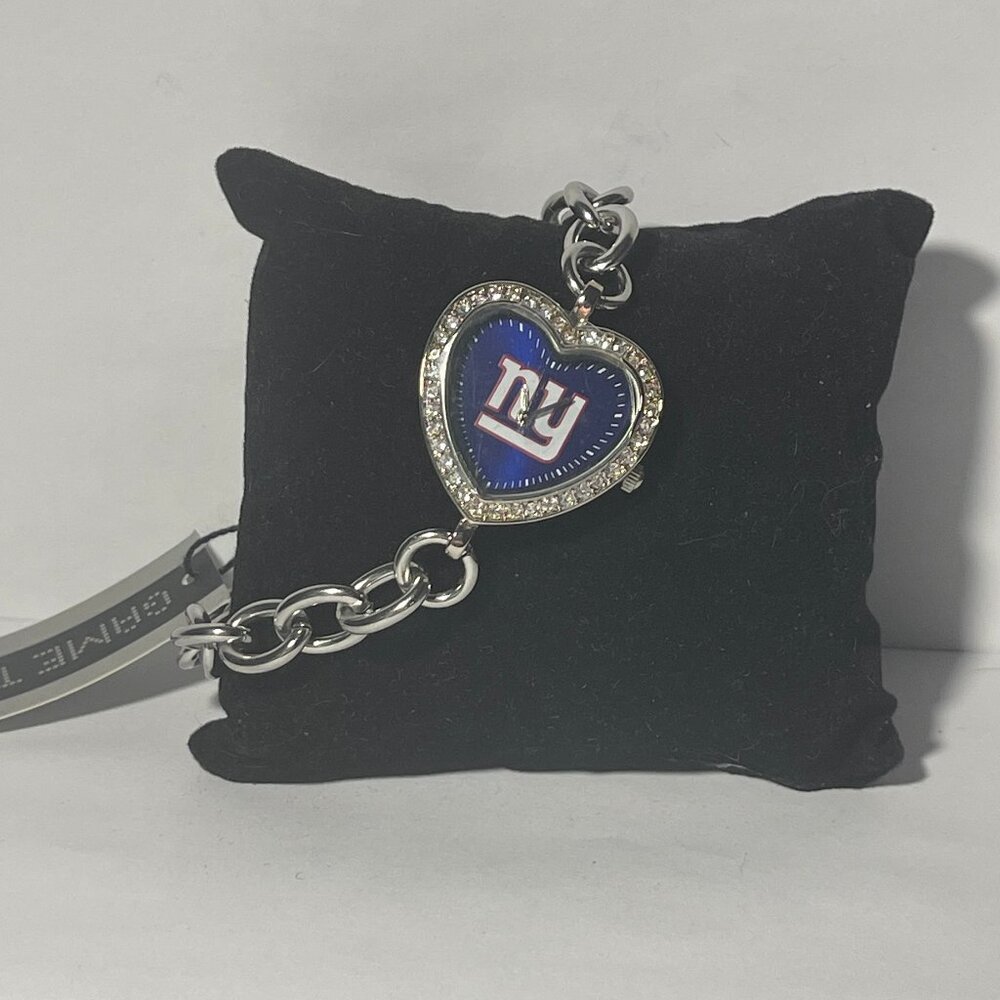 New York Giants NFL Heart Stainless-Steel Bracelet Watch by Game Time NEW